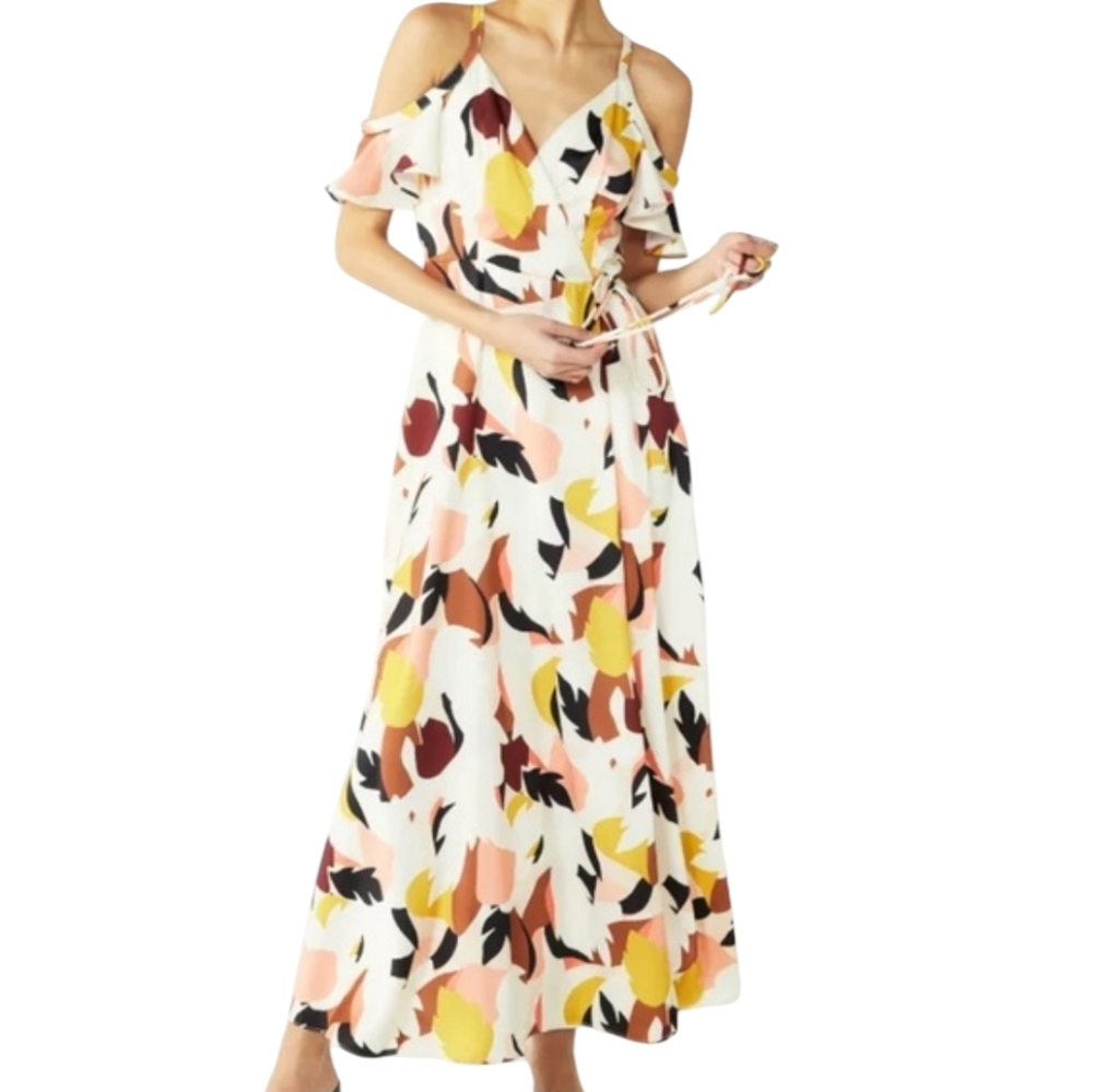 Nine West Floral Maxi Dress - Yellow, Pink, Black